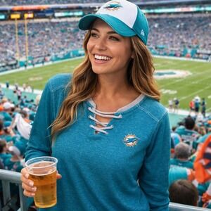 Antigua Miami Dolphins NFL Sweatshirt Women's Large Lace Up Pullover Cotton EUC